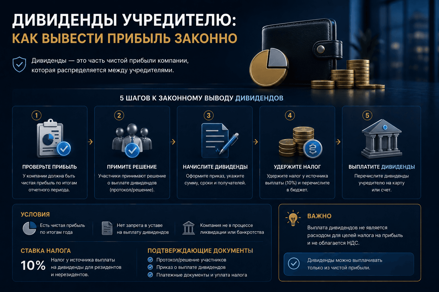 Дивиденды учредителю: как вывести прибыль законно